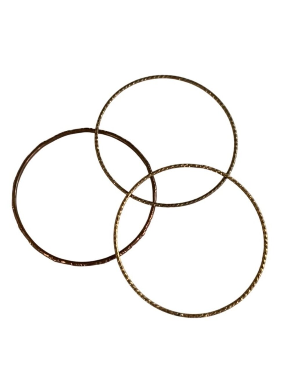 Set Of 3 Thin Textured Metal Bangles In Gold Bronze Tone Finish u